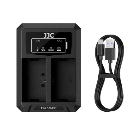 شارژر دوقلو تایپ سی باتری دوربین کنون جی جی سی مدل DCH-E6TC